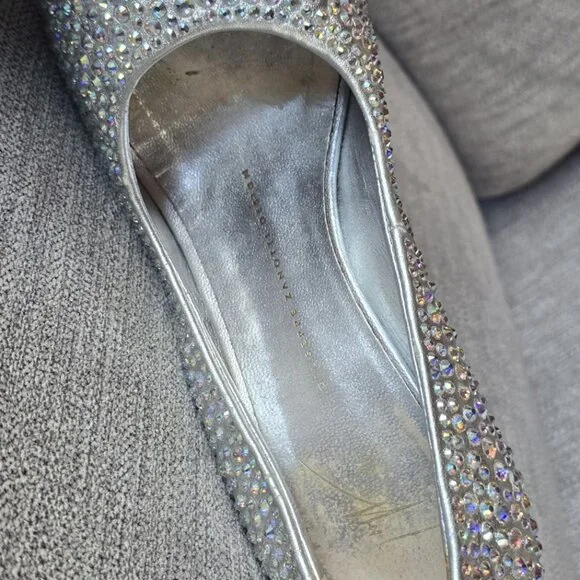 Giuseppe Zanotti Silver Leather Heelless Peep Toe Pumps - Picture 6 of 7